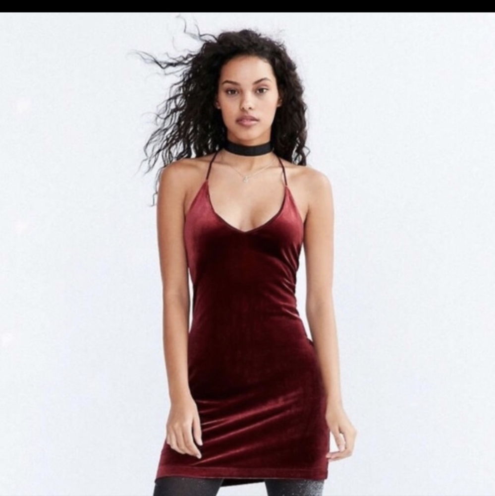 Maroon, velvet mini dress Size M